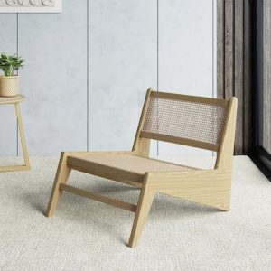 Natural wood and rattan accent lounge chair by Homary