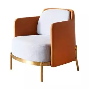 Orange and light gray accent chair (faux leather & linen) by Homary
