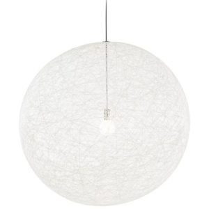 White fiberglass globe pendant with exposed bulb (large) by Moooi