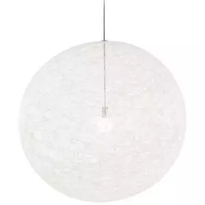 White fiberglass globe pendant with exposed bulb (large) by Moooi