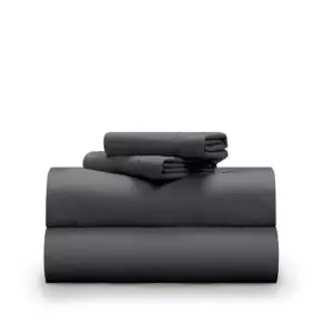 4-pieces charcoal cotton set of bed sheets with cooling effect (one fitted sheet with 16” deep pockets) by Pillow Guy