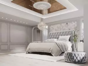 King-size comfort in a king-size gray bedroom