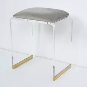 Acrylic and gold accent chair with gray velvet seat (16.1”x11.4”x19.7”) by Homary