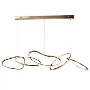 Brushed gold pendant with floating rings (LED light) by Huxe