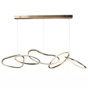 Brushed gold pendant with floating rings (LED light) by Huxe