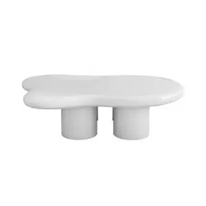 Geometric white wood accent table (39.4” L) by Homary