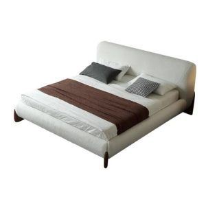 Minimalist king-size bed with lamb wool frame by Homary