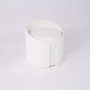 Modern round white boucle accent chair with backrest by Homary