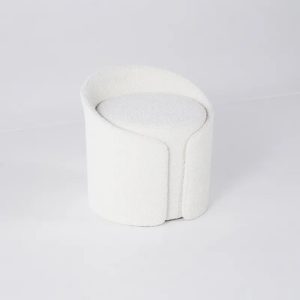 Modern round white boucle accent chair with backrest by Homary