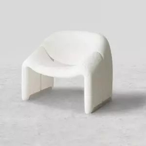 White lamb wool sculptural chair (28.3” D) by Homary