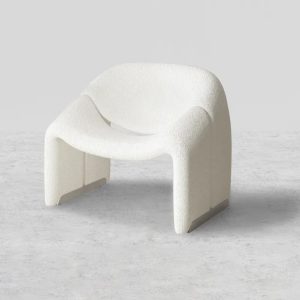 White lamb wool sculptural chair (28.3” D) by Homary