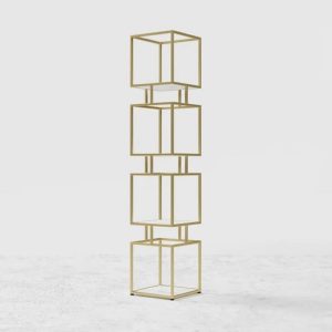 White marble and gold geometric open bookshelf (4 tiers) by Homary