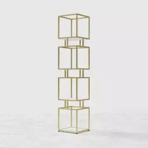 White marble and gold geometric open bookshelf (4 tiers) by Homary