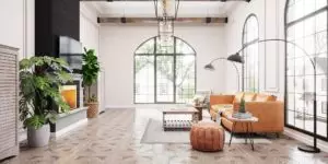 Industrial accents spruce up a Modern Farmhouse relaxation area