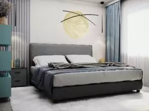 Smartly applied texture to a small Modern bedroom design