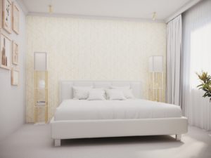 White and gold contemporary bedroom