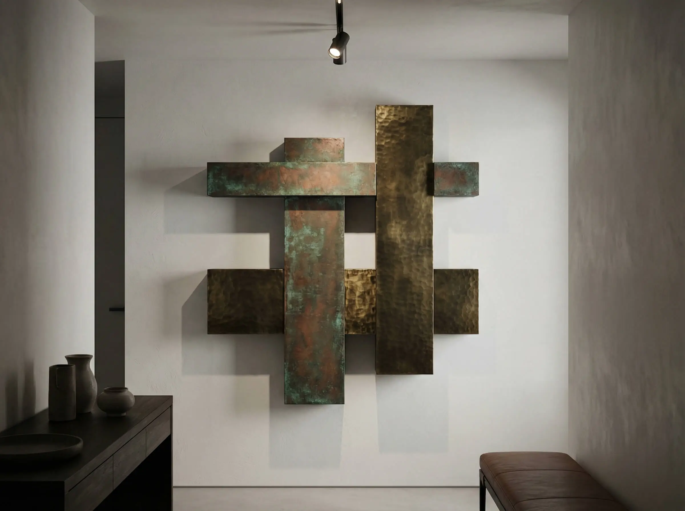 HUASUN Decorazioni a Parete in Legno Bohémien, Set di 3 Pezzi, Sculture con Gatti, Vasi, Foglie Tropicali, Sole e Luna, Taglio Laser di Precisione, per Soggiorno e Camera (Gatto Elegante