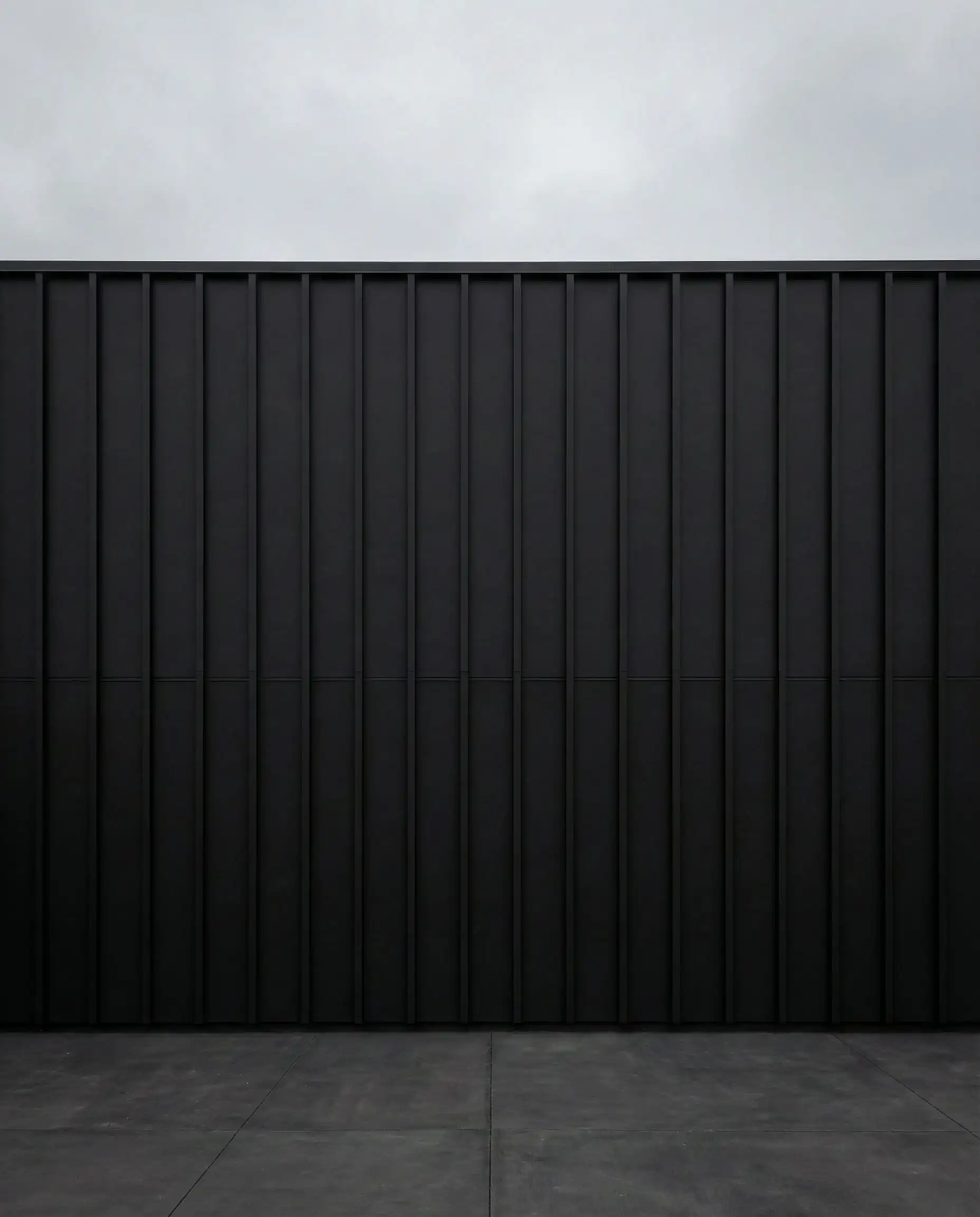 Ultra-modern black exterior featuring the wide spacing trend for board and batten siding, creating a minimalist graphic look.