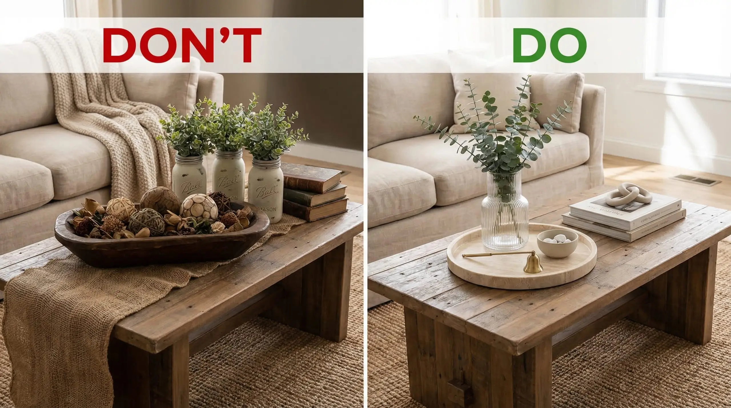 How to Style a Rustic Wood Coffee Table Like a Designer - Hackrea
