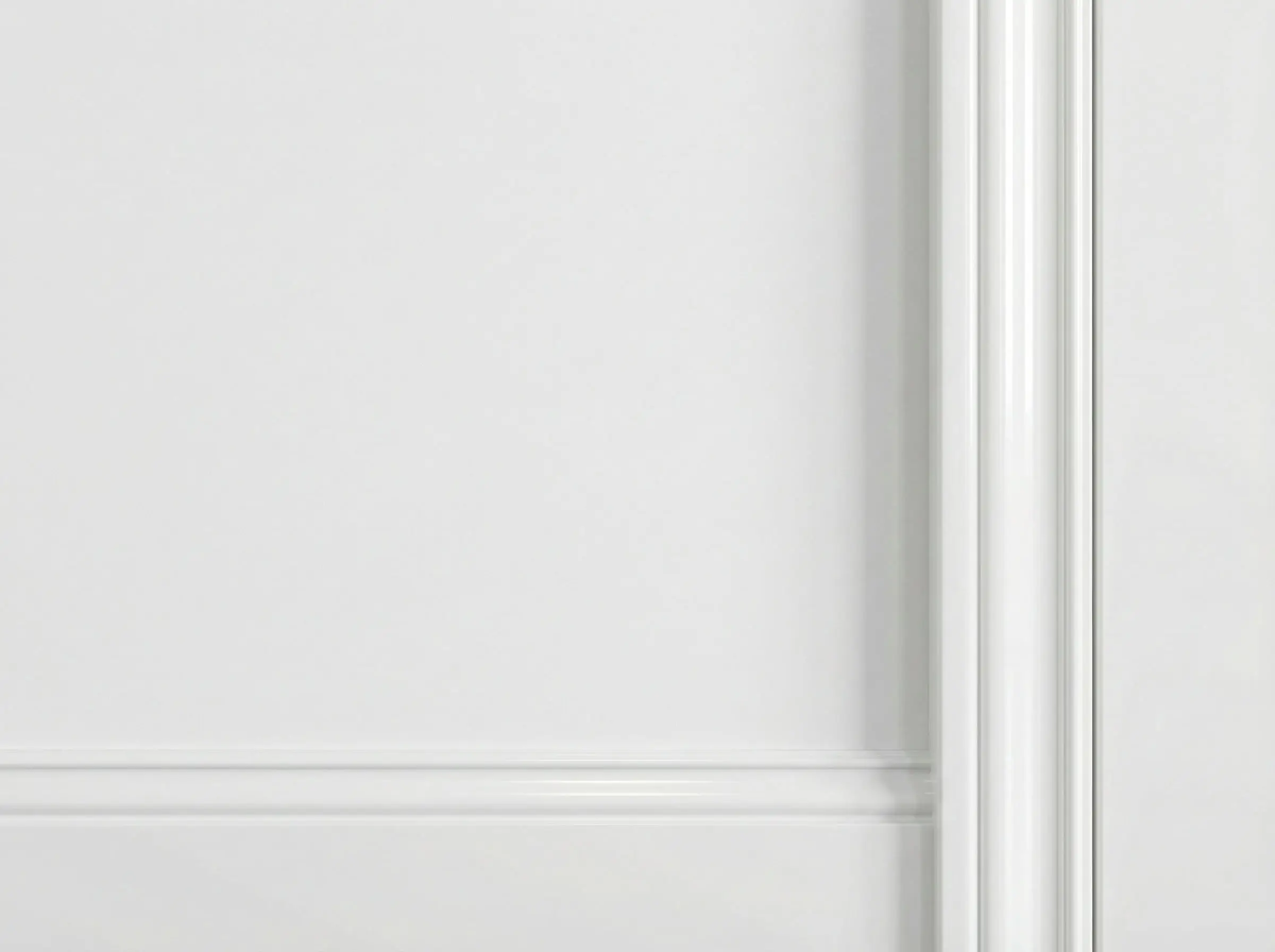 Architectural diagram labeling recommended paint sheens: Flat for walls, Satin for baseboards, Semi-Gloss for doors.