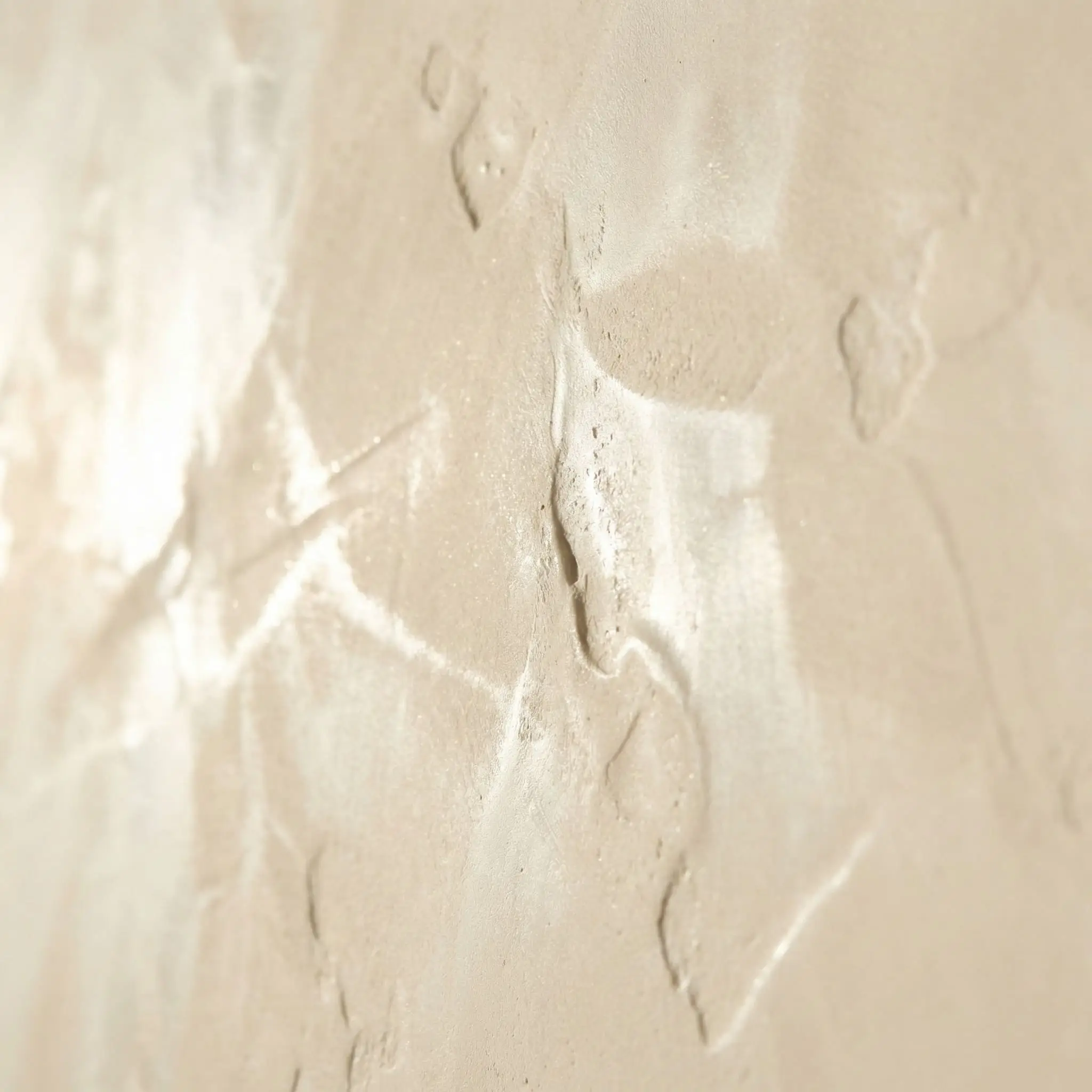 A macro close-up of soft white roman clay colors reveals a buttery smooth, stone-like finish with subtle burnished trowel marks catching the light.
