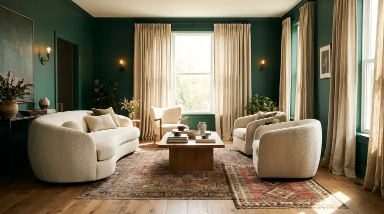 The Designer’s Guide to Pairing Curtains With Emerald Green Walls