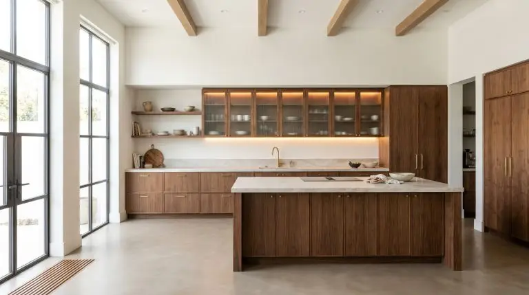 The Perfect Pairing: Styling Walnut & Reeded Glass Kitchen Cabinets