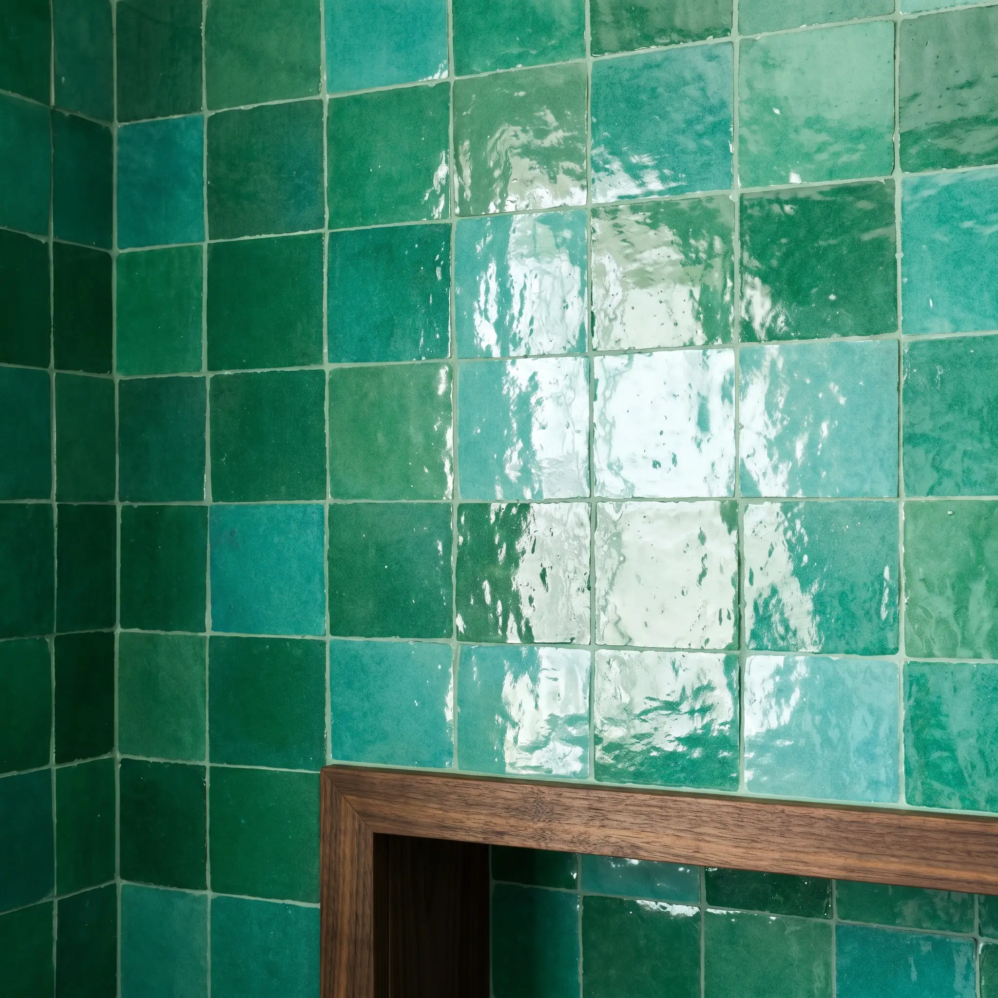 A minimalist silicone squeegee, a soft microfiber cloth, and a bottle of pH-neutral stone cleaner rest neatly on a built-in shower ledge.