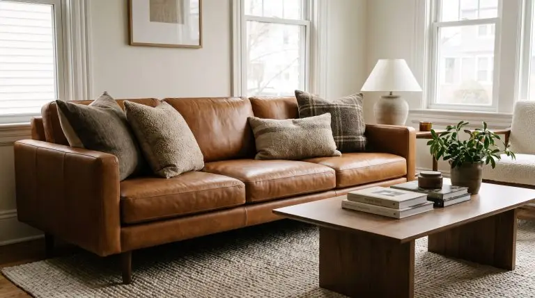 How to Style Throw Pillows on a Leather Couch (Without Them Slipping)